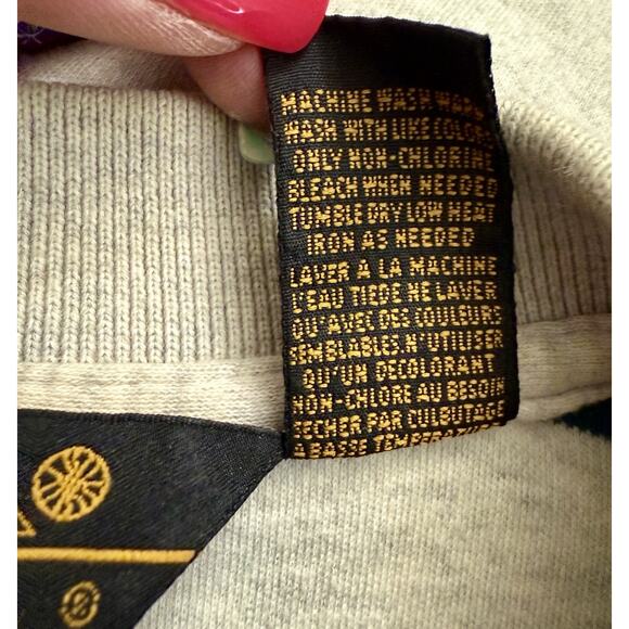 Vintage Eddie Bauer Rugby Shirt Men's MT Cream Green Stripe,Rugby 90s EUC - Picture 9 of 10